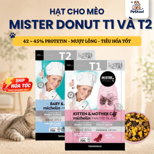 Hạt mèo Mister Donut T1 và T2 Dành Cho Mèo Trưởng Thành Và Mèo Con Bổ Sung Dinh Dưỡng Túi 1,8KG Pet Kool