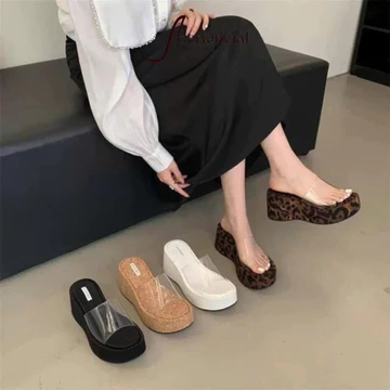 Dép nữ đế cao 10cm quai trong, dép quai hậu nữ đế uốn, sandal nữ da PU trong suốt 2026 [TĂNG 1 SIZE] X-10
