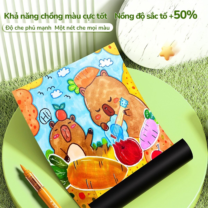 Bút Lông Màu Acrylic Marker Đầu Mềm Cho Học Sinh Hộp Nhiều Màu Vẽ Tranh Bền Màu Chống Thấm Nước