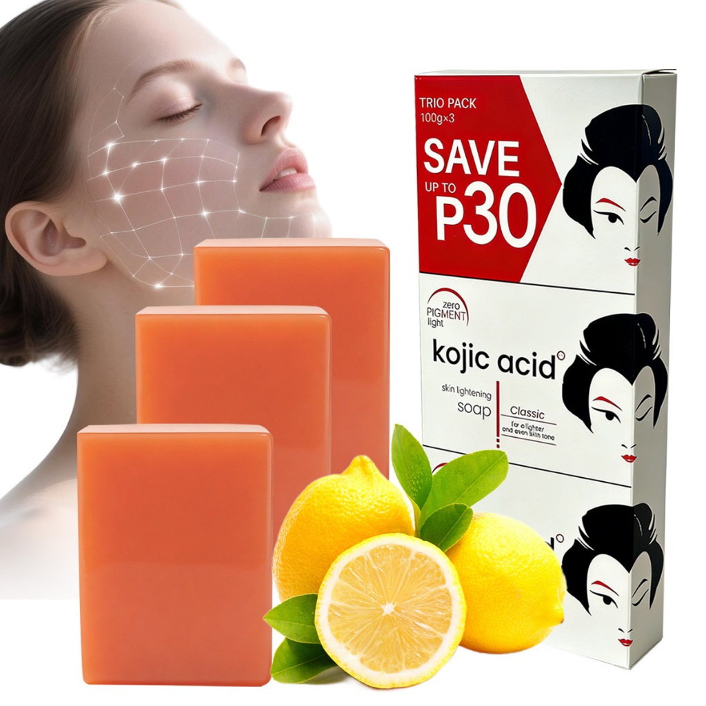 Xà Phòng Kojic Acid 3 Bánh 100g - Thành Phần Dịu Nhẹ, Làm Sạch Da, Hỗ Trợ Da Sáng Khỏe Tự Nhiên