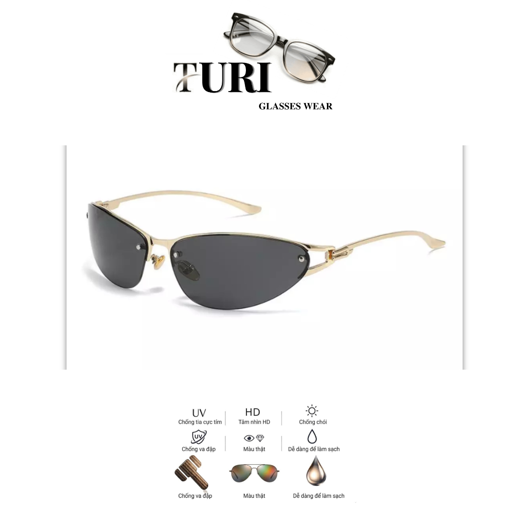 Kính thời trang phong cách Y2K thời thượng nhiều màu chống tia Uv400 12045