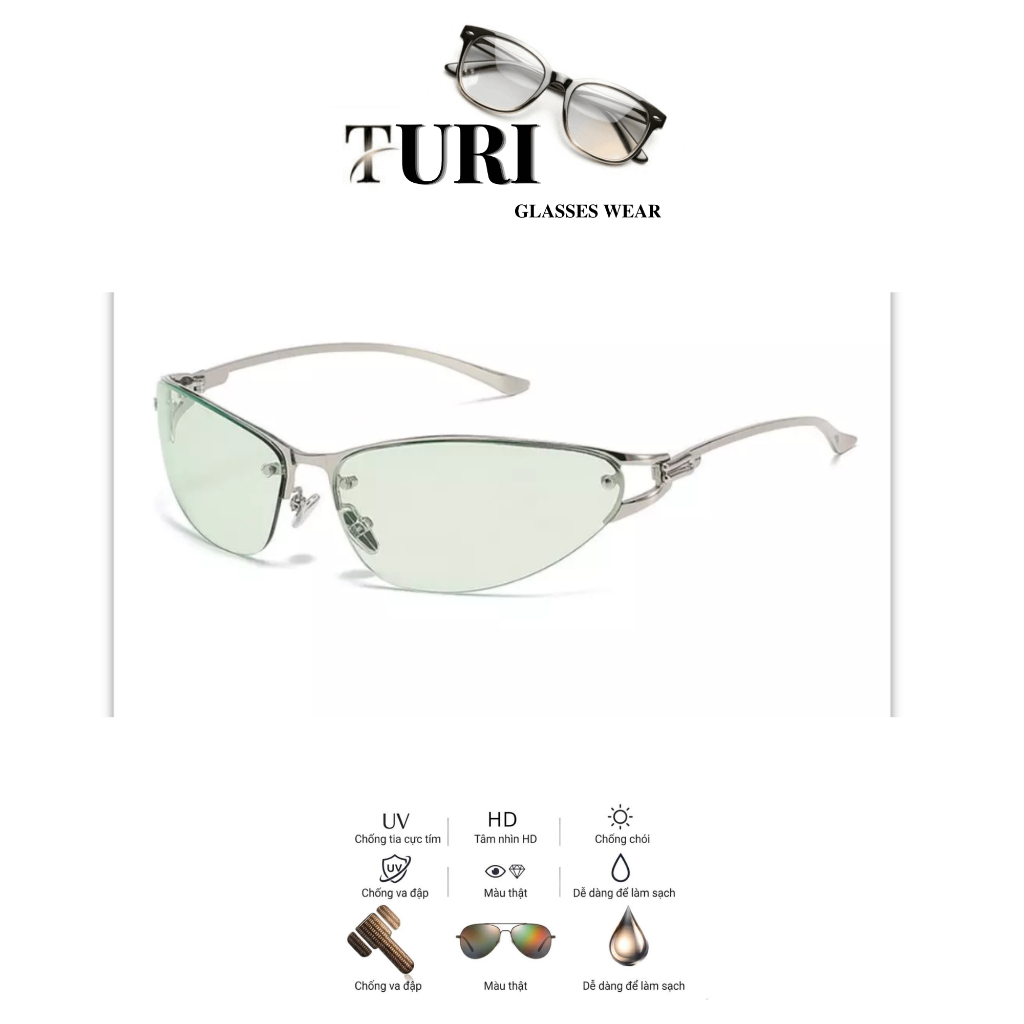 Kính thời trang phong cách Y2K thời thượng nhiều màu chống tia Uv400 12045
