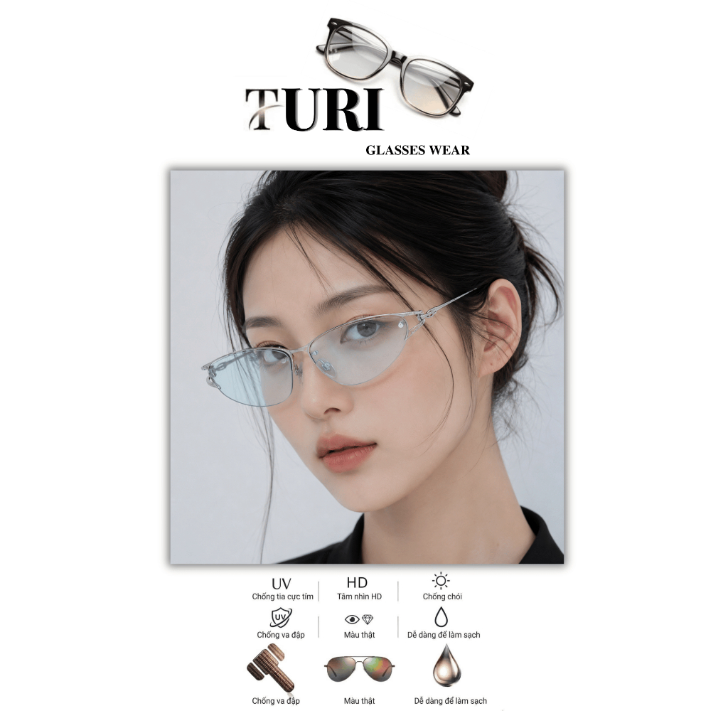 Kính thời trang phong cách Y2K thời thượng nhiều màu chống tia Uv400 12045