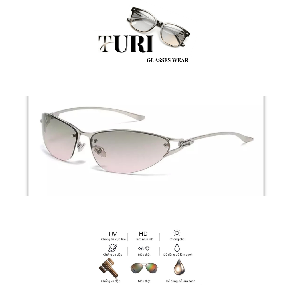 Kính thời trang phong cách Y2K thời thượng nhiều màu chống tia Uv400 12045