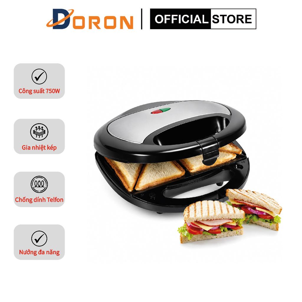 Máy nướng bánh mì DORON 750W dễ tháo lắp, vệ sinh nhanh chóng