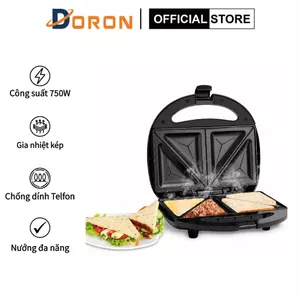 Máy làm bánh waffle tam giác 750W gia nhiệt kép, chống dính telfon siêu bền