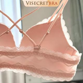 VISECRETBRA  Áo Lót Bra Nữ Su Đúc Cài Trước Phối Viền Ren - Không Gọng Mút Đệm Dày Độn Nâng Quả Tạo Khe -- A-VN260554