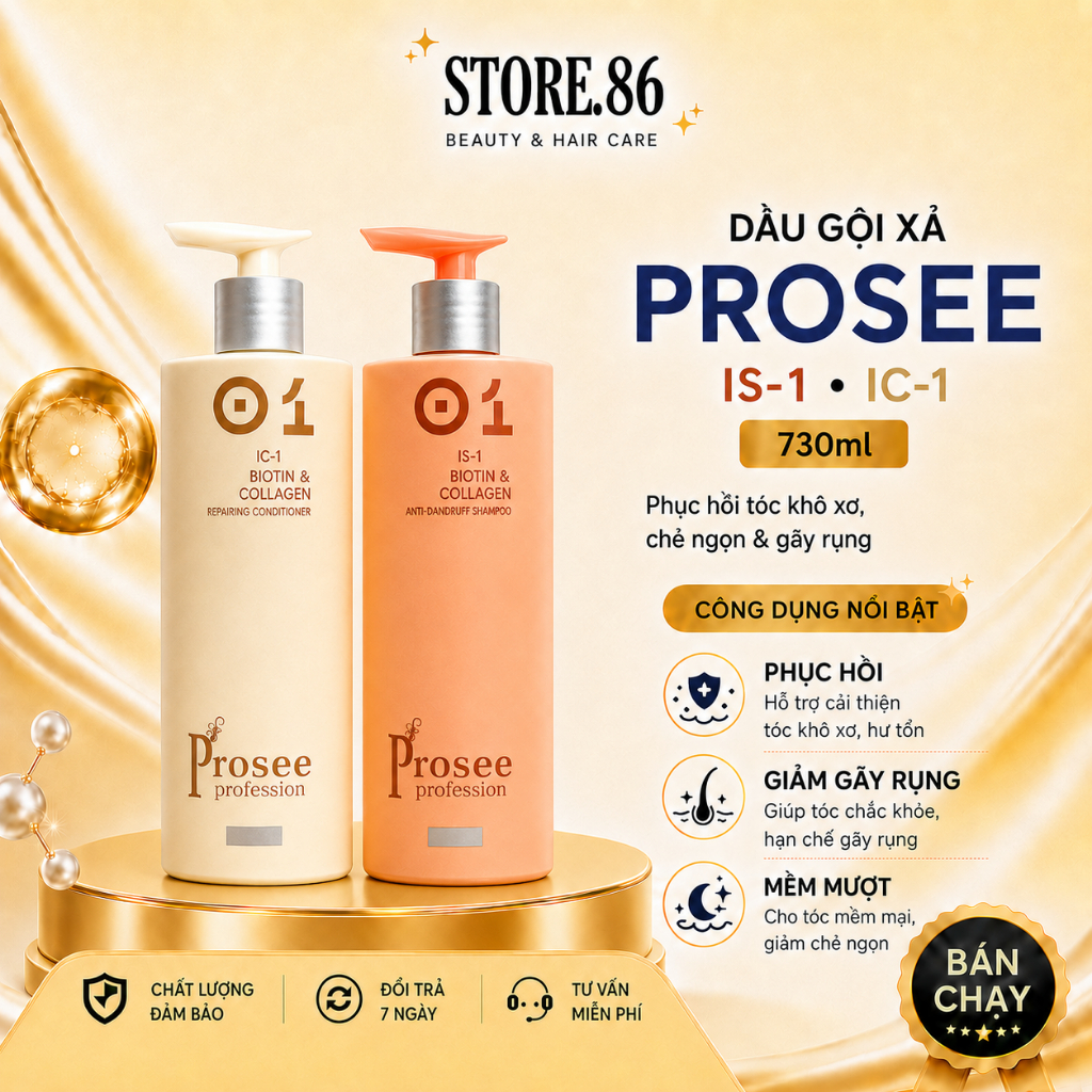 Gội Xả Prosee Profession Biotin & Collagen - Giảm Dầu Gàu, Phục Hồi Và Chăm Sóc Chuyên Sâu Tóc