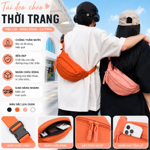 Túi bao tử đeo ngực size nhỏ gọn unisex basic đơn giản sức chứa lớn phù hợp đi chơi đi học kem đen cam hồng #s1005