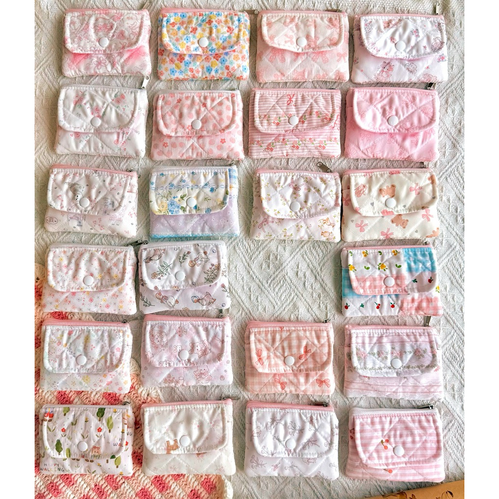 Túi Ví Pouch Mini Đựng Mỹ Phẩm Đồ Vật Dụng Linh Tinh Mini Vải Mịn Phao Dễ Thương Nhiều Màu Sắc