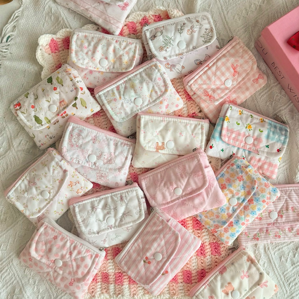 Túi Ví Pouch Mini Đựng Mỹ Phẩm Đồ Vật Dụng Linh Tinh Mini Vải Mịn Phao Dễ Thương Nhiều Màu Sắc