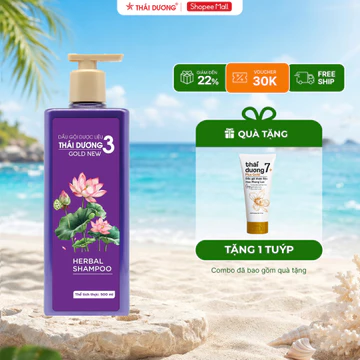 [Live ] Dầu gội dược liệu Thái Dương 3Gold Hoa sen 500ml dành cho tóc thường,khô tặng gội/tắm Thái Dương 7 Plus 50ml