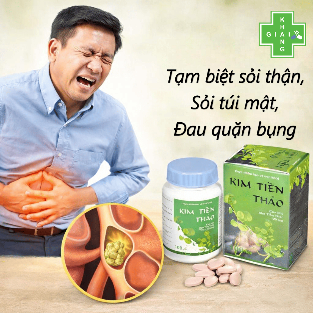 Tạm biệt sỏi thận, sỏi túi mật và cơn đau quặn bụng do sỏi cùng viên uống Kim Tiền Thảo (Hộp 100 viên)