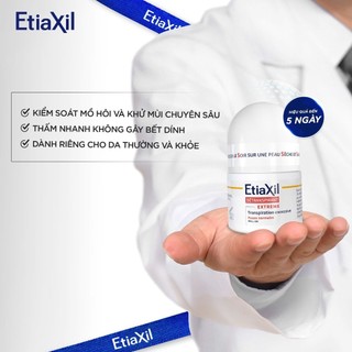 Lăn Khử Mùi Chuyên Sâu Etiaxil Détranspirant Extreme 15ml - Dành Cho Da Khỏe, Giảm Tiết Mồ Hôi