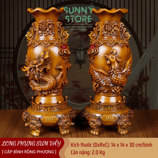 Cặp bình phong thủy, Bình hút tài lộc, Rồng phượng, Long phụng sum vầy, Decor Trang trí nhà cửa, Quà tặng ý nghĩa SUNNY