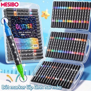 Màu Acrylic Marker Vẽ Nhũ Kim Tuyến học sinh Combo Ngòi 24/48/72 Màu Đầu Mềm Mịn An Toàn Cho Bé Tô Vẽ Handmade