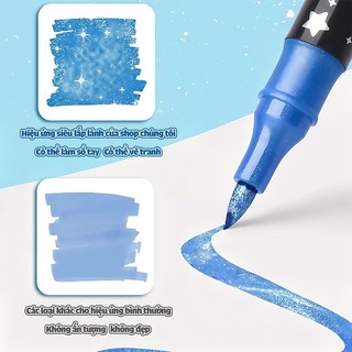 Màu Acrylic Marker Vẽ Nhũ Kim Tuyến học sinh Combo Ngòi 24/48/72 Màu Đầu Mềm Mịn An Toàn Cho Bé Tô Vẽ Handmade