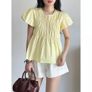 Áo cộc tay nữ phối chun dáng xèo cách điệu, áo cộc tay phong cách hàn quốc (B526)