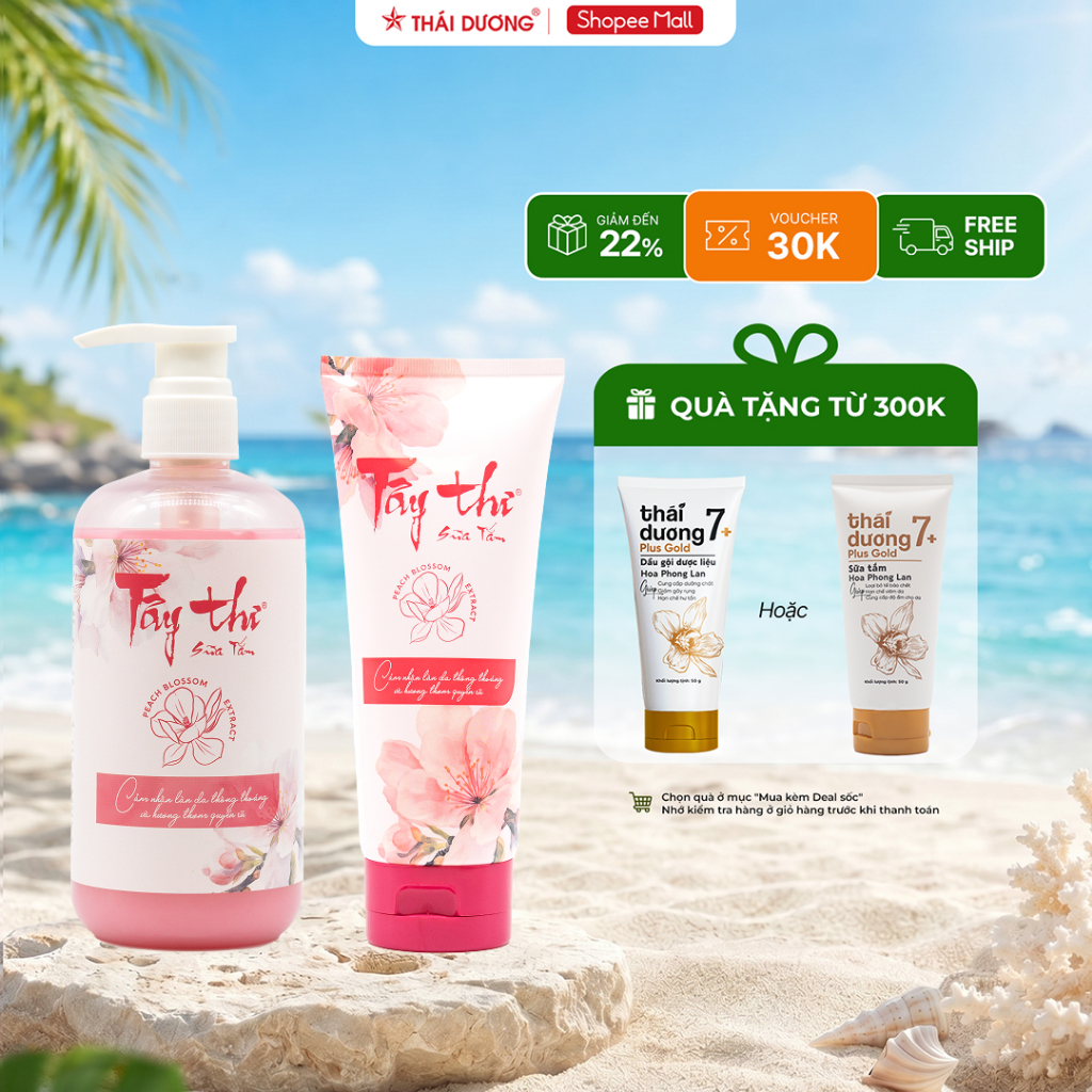 Sữa tắm Tây Thi (Hoa Đào) giúp làm giảm mụn, phục hồi và làm sạch da 200ml, 500ml - Sao Thái Dương
