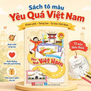 Sách Tô Màu Postcard Yêu quá Việt Nam 112 trang Nét vẽ đơn giản dễ thương, phù hợp cho mọi lứa tuổi