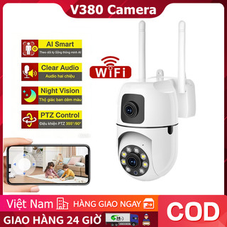 V380 Pro Camera Wifi 2 Mắt giám sát Ngoài 8MP Siêu Né Đàm Thoại 2 Chiều, Có Đèn, Báo Động,Dây mở rộng quà tặng