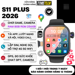 Đồng Hồ Thông Minh Lắp Sim S11 PLUS 2026 Nghe Gọi, RAM 8GB ROM 256GB, Chơi Game, Tải Ứng Dụng