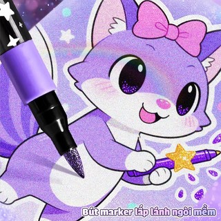 Acrylic Marker 2 Đầu Nhiều Màu Cao Cấp Cho Bé Vẽ Màu Nhũ Kim Tuyến, Đầu Mềm Vẽ Mượt, Bộ 36/48/72 Màu Học Sinh