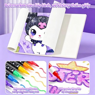 Acrylic Marker 2 Đầu Nhiều Màu Cao Cấp Cho Bé Vẽ Màu Nhũ Kim Tuyến, Đầu Mềm Vẽ Mượt, Bộ 36/48/72 Màu Học Sinh