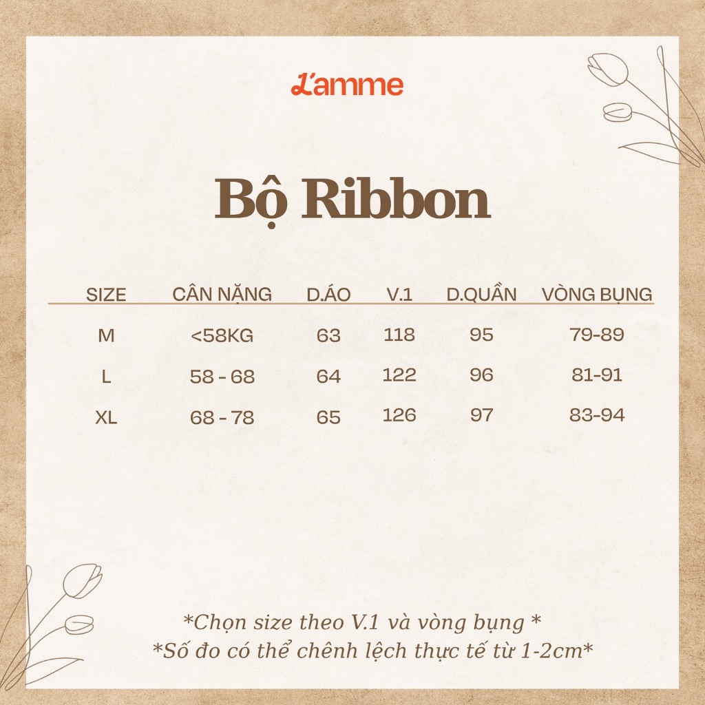 Bộ Mặc Nhà L'amme RIBBON Thô Đũi Caro In Nơ, Đồ Ngủ Nữ Mềm Mịn Thoáng Khí Thấm Hút Mồ Hôi - L'AMME