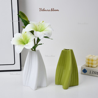 Lọ Hoa Nhựa Giả Sứ Giọt Nước Cách Điệu Velours.bloom – Bình Cắm Hoa Tối Giản Bắc Âu Decor Bàn Làm Việc Phòng Khách