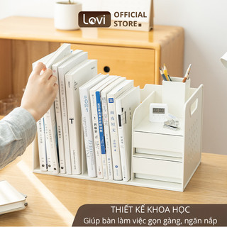 Kệ Để Sách Vở Nhiều Ngăn LoviOffice 2633 Kèm Khay Đựng Bút - Giá Sách Để Bàn Đa Năng Tiện Lợi Cao Cấp