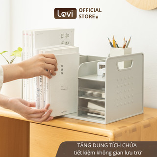 Kệ Để Sách Vở Nhiều Ngăn LoviOffice 2633 Kèm Khay Đựng Bút - Giá Sách Để Bàn Đa Năng Tiện Lợi Cao Cấp