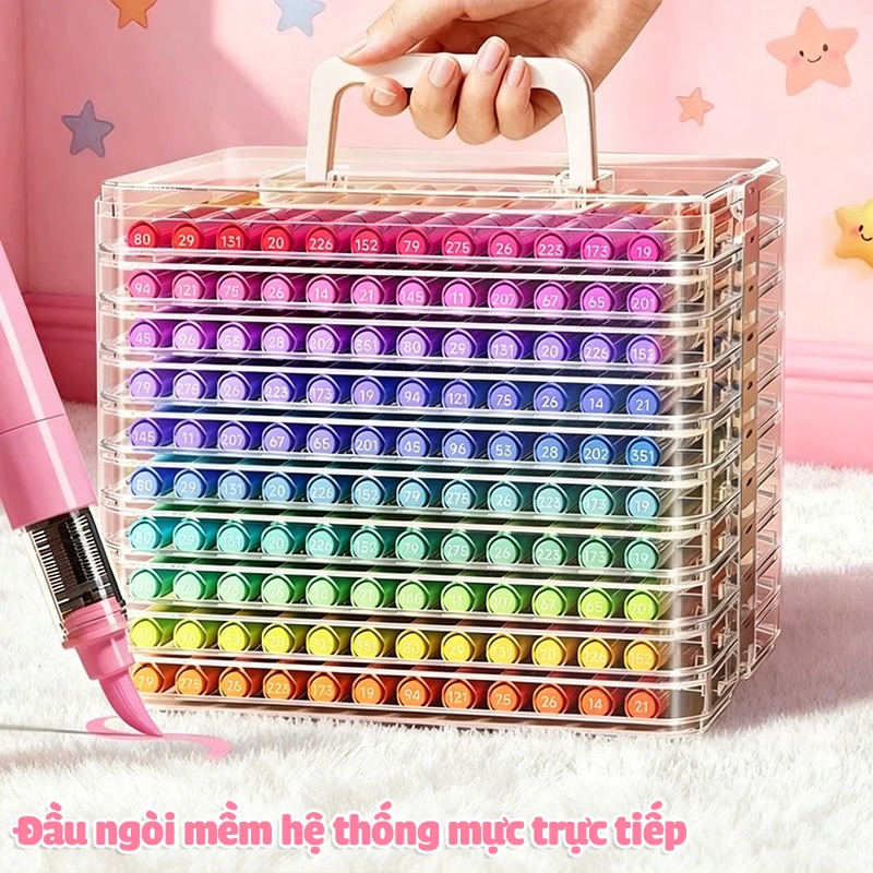 Màu Acrylic Marker Cao Cấp Set 12/24/36/48/60 Màu Tươi Sáng, Dụng Cụ Học Tập Cho Bé Học Sinh Tranh Vẽ Đa Chất Liệu