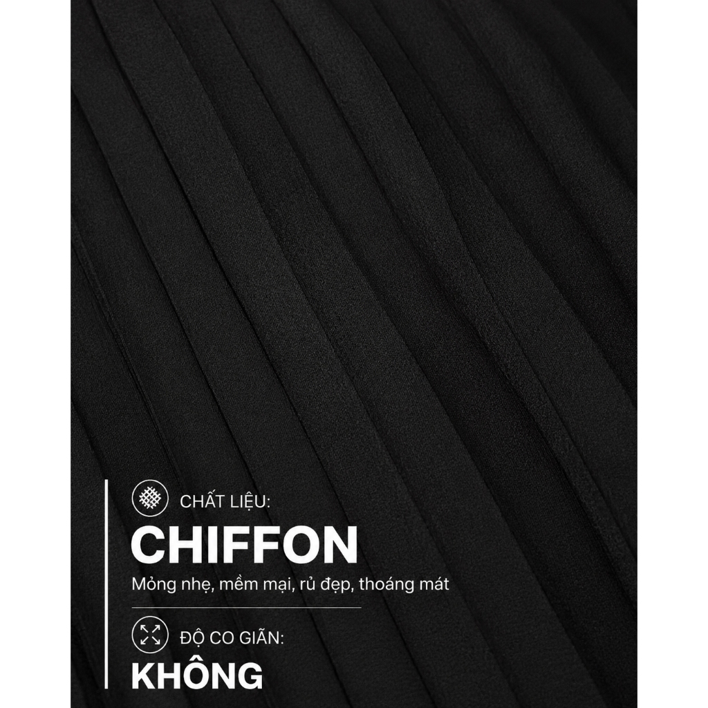 Chân Váy Midi Xếp Ly GUMAC Dáng A Suông Cơ Bản Chất Chiffon 2 Lớp Mềm Nữ Tính Thanh Lịch LVF0821