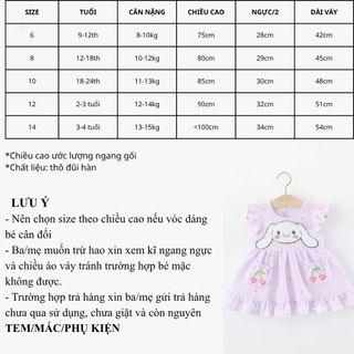 Váy bé gái chấm bi tay cánh tiên có túi thêu cherry thời trang bé gái hoạt hình phong cách Hàn D1336