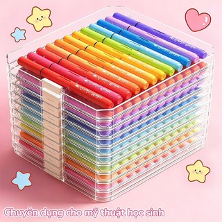 Màu Acrylic Marker Set 12/24/36/48 Màu Sắc Rực Rỡ, Dụng Cụ Học Tập Cho Bé Học Sinh Tranh Vẽ Đa Năng