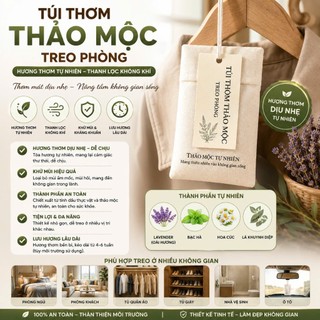 Túi Thơm Thảo Mộc Treo Phòng, Xe Hơi, Tủ Quần Áo - Lưu Hương Lâu, Khử Mùi Hiệu Quả, Nhiều Mùi Hương