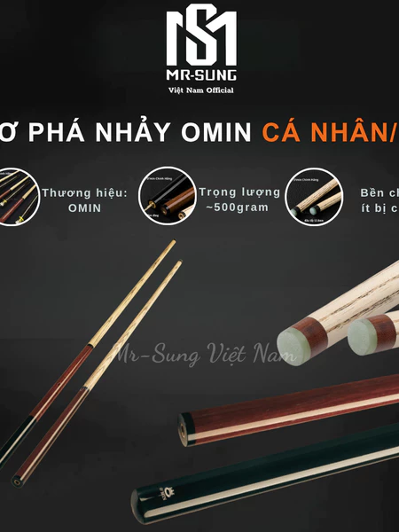 Cơ Bida Phá Nhảy Omin Chính Hãng Gậy Bi A 3 Khúc Tiêu Chuẩn Chuyên dành cho Cú Phá Và Nhảy