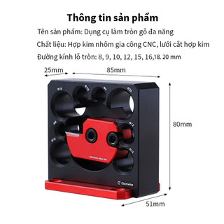 Bộ Dụng Cụ Chuốt Gỗ Tròn 8/9/10/12/14/15/16/18/20 mm, Bộ dụng cụ làm tròn thanh gỗ