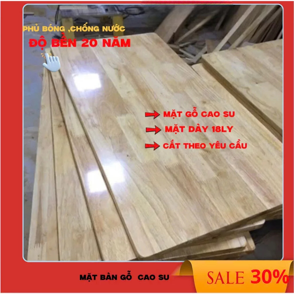 [FURNI HOME] Mặt bàn gỗ cao su tự nhiên Mặt bàn gỗ thịt (đủ size) cắt theo yêu cầu