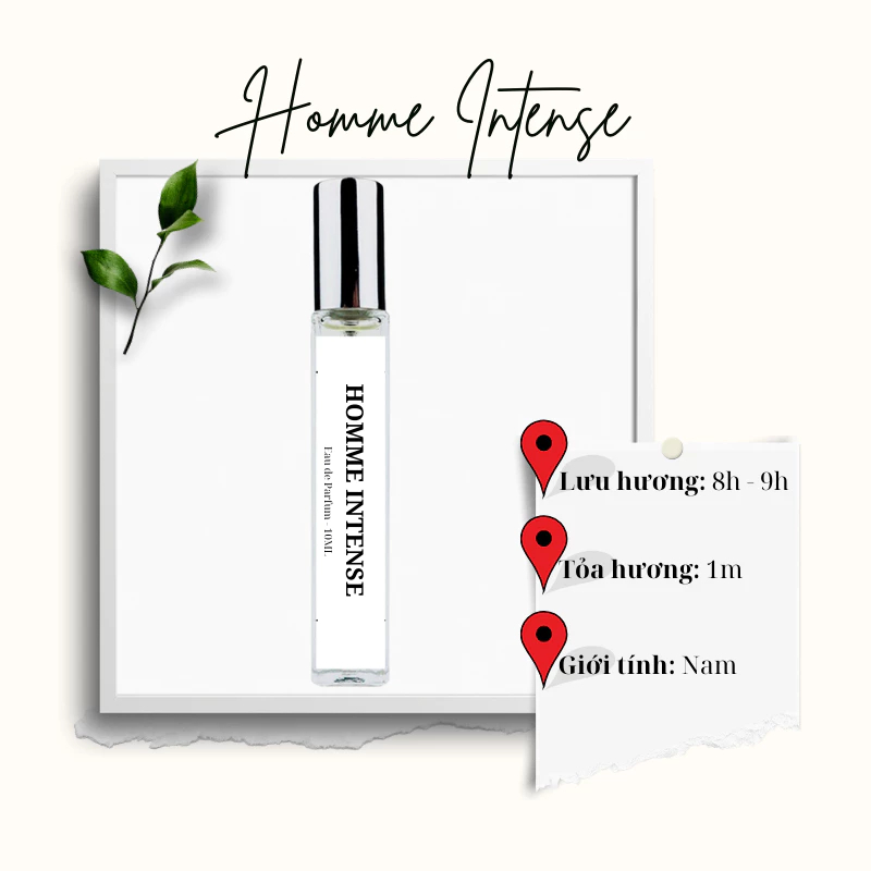 Nước hoa nam Homme Intense EDP phong cách Quyến rũ, Thu hút dung tích 10ml