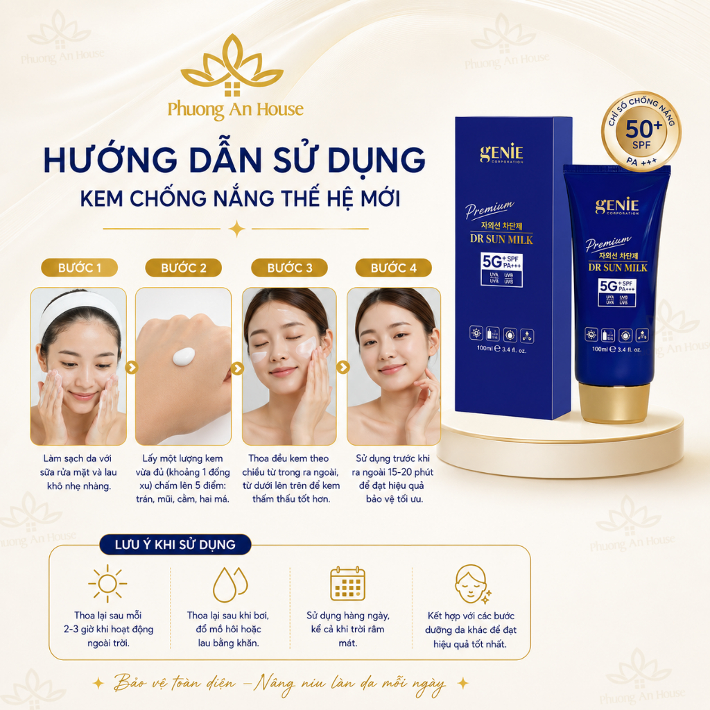 Kem chống nắng Genie Dr Sun Milk Mới SPF 50 Pa ++ 100ml
