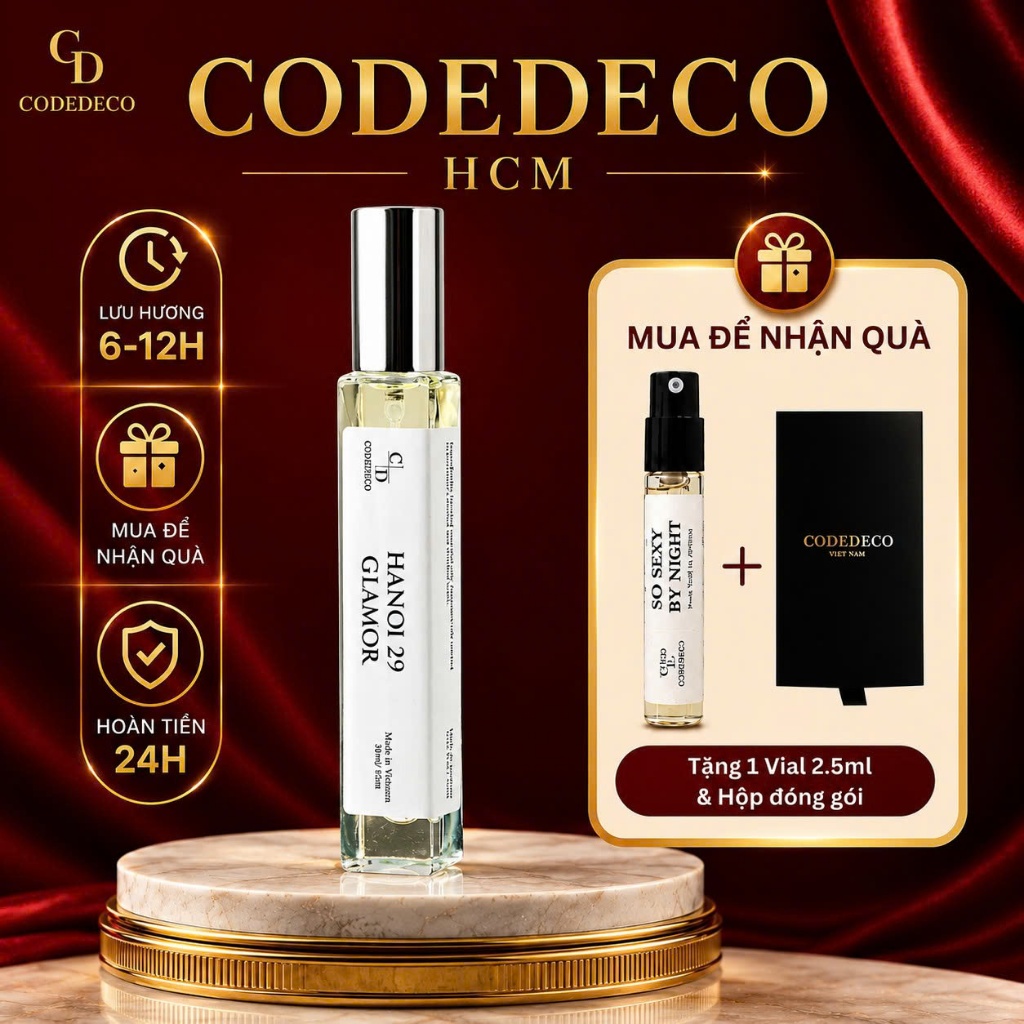 Tinh dầu nước hoa CODEDECO Hanoi 29 Glamor 10ml Nhẹ Nhàng, Thanh Lịch, Tinh Tế | BigBuy360 - bigbuy360.vn