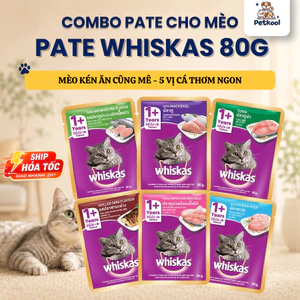 Thức Ăn Dạng Sốt Cho Mèo Trưởng Thành, Pate Whiskas Cho Mèo Trên 1 Tuổi Gói 80g Pet Kool