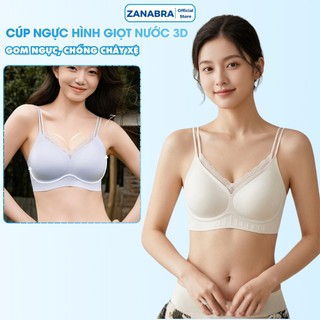 Áo ngực nữ su đúc không gọng cao cấp nâng ngực, Áo lót mút mỏng phối ren xinh xắn ZANABRA A2606