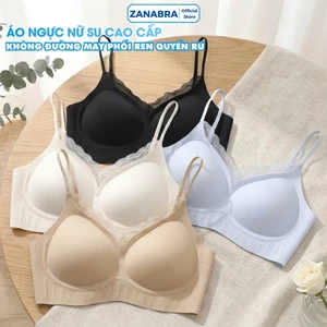 Áo Ngực Nữ Đúc Su Cao Cấp Viền Ren Tinh Tế, Áo Lót Không Gọng Mút 1.5Cm Cố Định Nâng Ngực ZANABRA A2606