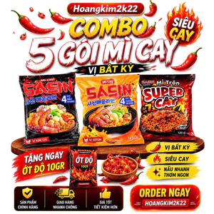 MÌ CAY SASIN VỊ KIM CHI + SOYUM + TRỘN + 5 GÓI XỐT ỚT ĐỘ 10G.