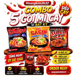 [ 5 GÓI ] MÌ CAY SASIN VỊ KIM CHI + SOYUM + TRỘN + 5 GÓI XỐT ỚT ĐỘ 10G.