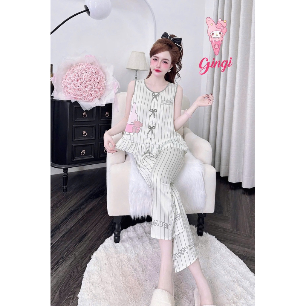 [ 261125 ]Đồ nữ mặc nhà áo Lửng 9 tấc, sát nách 3 nơ lai bèo chất lụa latin