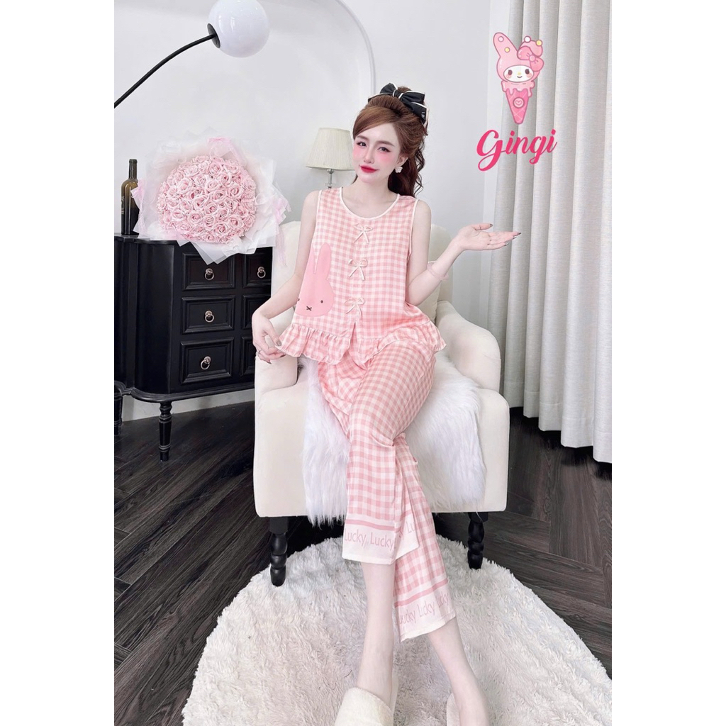 [ 261125 ]Đồ nữ mặc nhà áo Lửng 9 tấc, sát nách 3 nơ lai bèo chất lụa latin